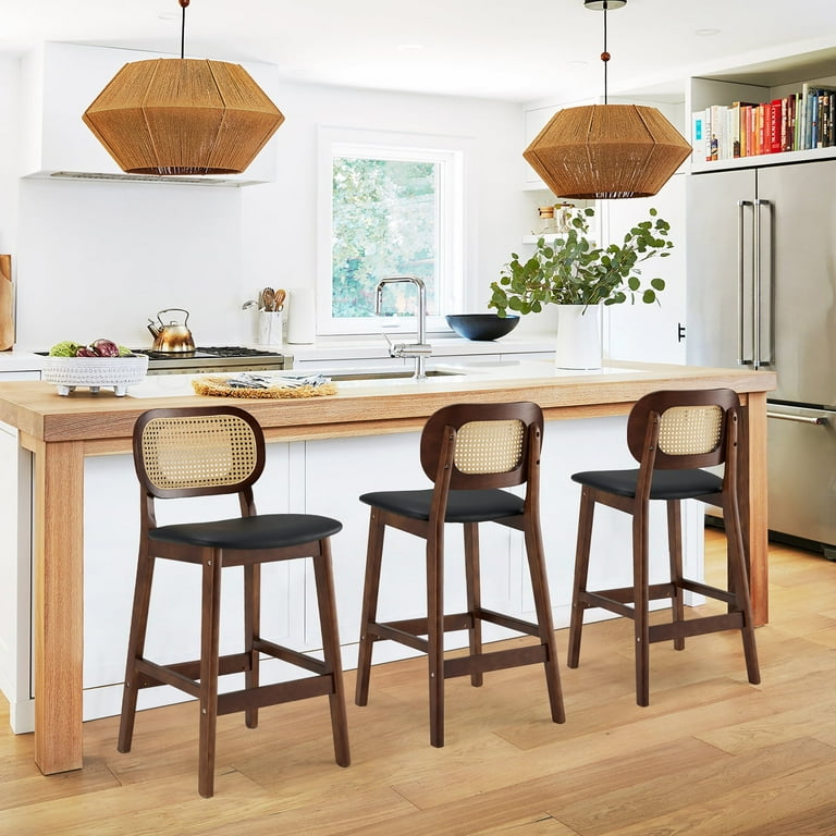 Rattan Bar Stools Set of 3 25