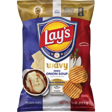 Lay's Wavy Potato Chips French Onion Soup, 7.5 Bag