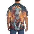 thumbnail image 3 of Fotbe Starry Sky Cute Horse Camisa Estampada de Manga Corta para Hombre, Casual de Verano, Estilo Playero, Sin Arrugas-X-Large, 3 of 5