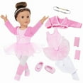 thumbnail image 4 of AlevRam 6 Piece 18 inch Doll Ballet Outfit Set – Pink Leotard, Tutu Skirt, Tights, Jacket and Ballet Shoes – Fits for 18 inch Dolls, 4 of 4