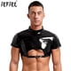 thumbnail image 2 of Top corto ajustado con cremallera para hombre, Top de charol con cuello alto, ropa para discoteca, ropa de dormir de manga corta con hebilla recortada en la espalda para Bar Fiesta Disco, 2 of 5
