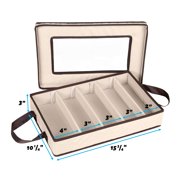 HOLDN' STORAGE Flatware Storage Case 5 Compartment Silverware Organizer Box with Removable Lid and Carry Handles Brown - Beige