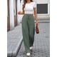 thumbnail image 5 of Pantalones de Pijama Holgados de Punto Suave con Bolsillos y Pernera Acanalada para Mujer con Cordón Ajustable. Verde XXL, 5 of 9