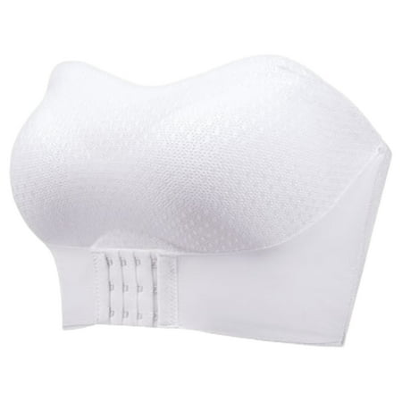 Grandest Birch 2PCS Women Invisible Tube Top Bra Strapless Padded Wireless Anti-slip Push Up Front Closure Anti-exposure Solid Color Elastic Lady Bandeau Bra Women Underwear White 40B