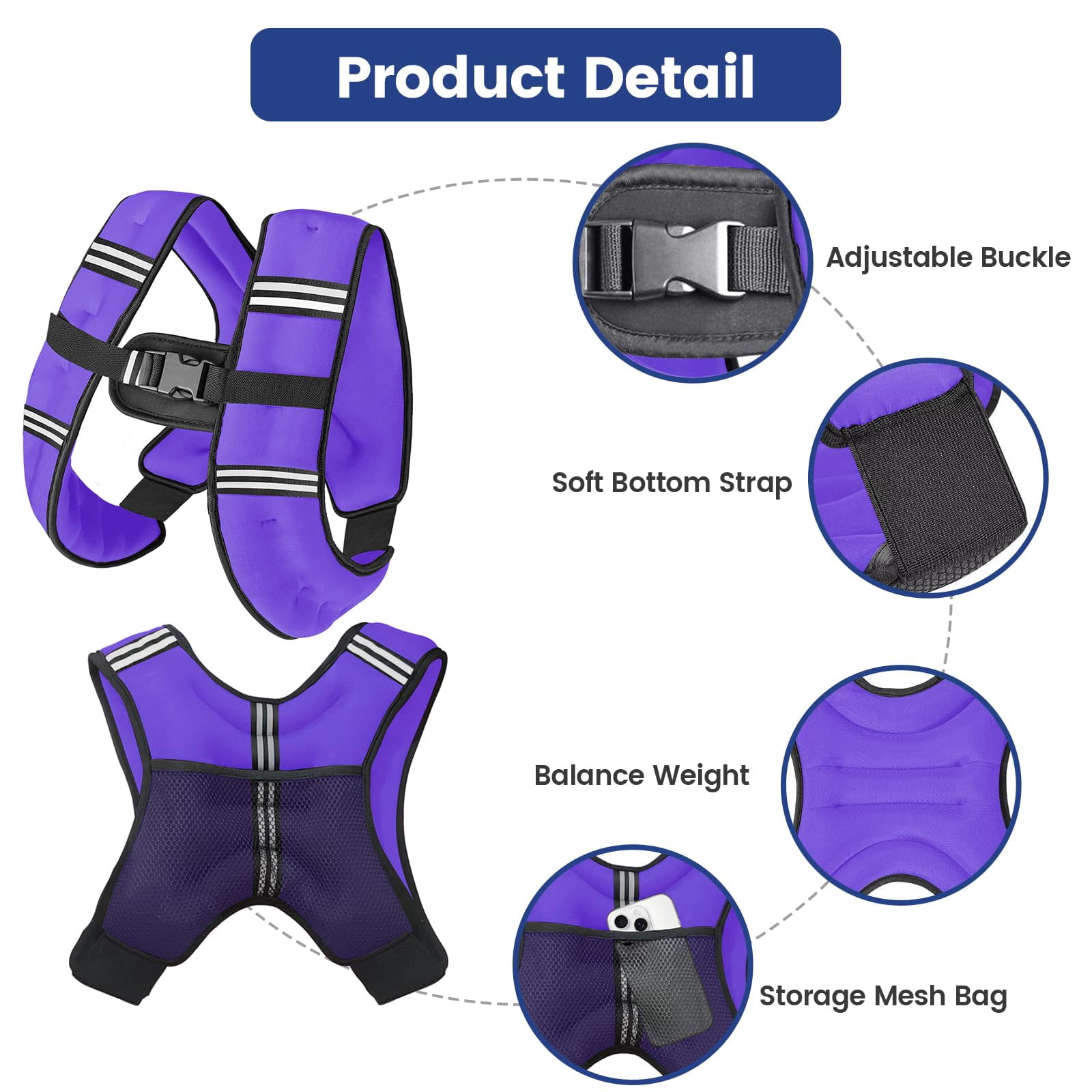 Purple 8lb Weighted Vest for Workout Strength Running Fitness
