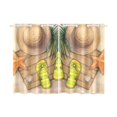 thumbnail image 1 of BSDHOME Summer Holiday Hat Flip Flops Shells And Starfis Window Curtain Kitchen Curtain 26x39 inches (Two Piece), 1 of 3