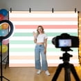 10x8ft Photo Backdrop, Peach Pink Green Ombre Soft Polyester Backdrop ...