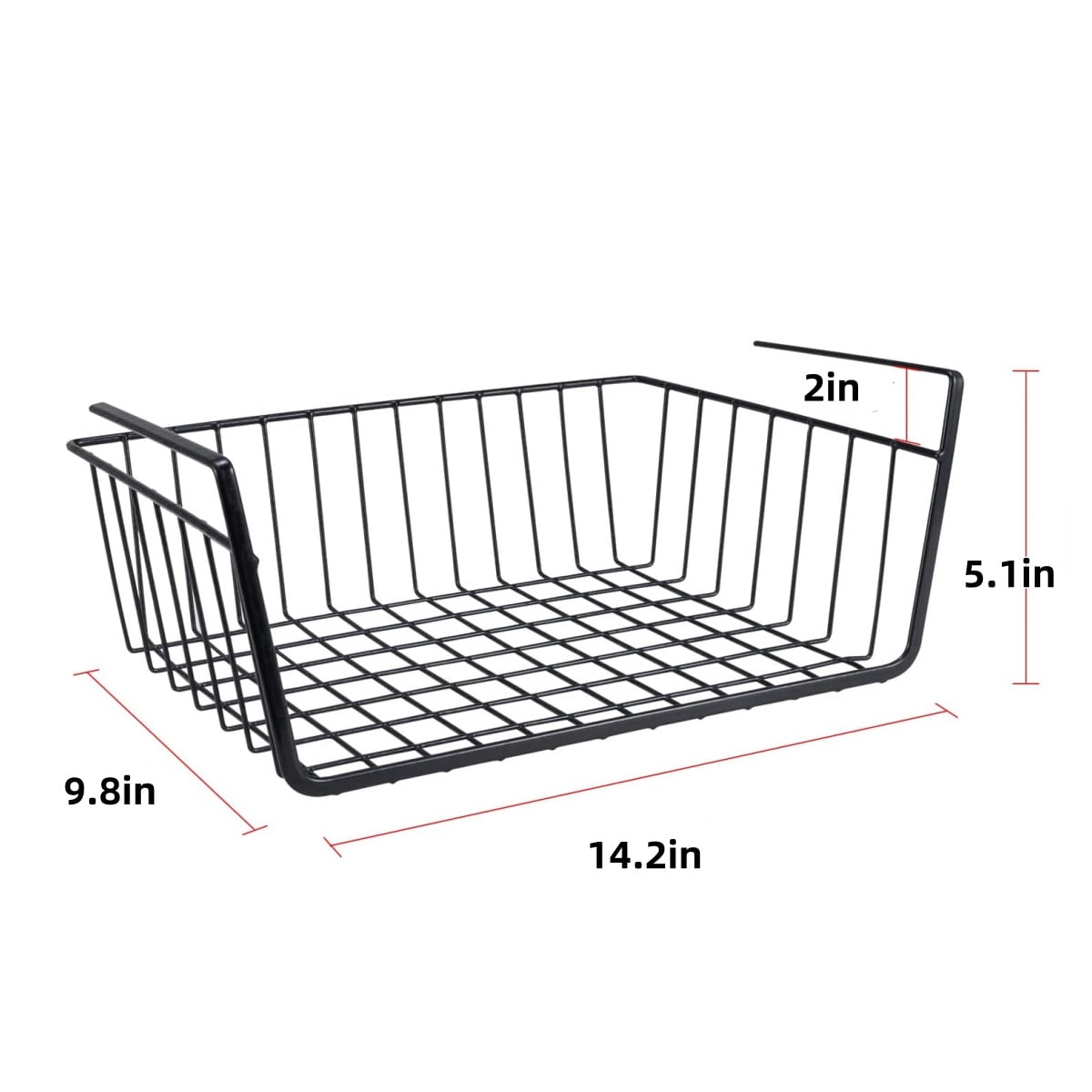 TGY Iron Metal Wire Grid Basket,Portable Metal Storage Rack for Kitchen,1Pcs Durable Black Metal Storage Basket for Kitchen,Office