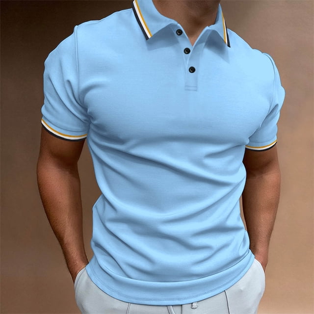 ylioge Mens Casual Golf Tees Shirts Pullover Short Sleeve Tshirts Shirt Button Collared Basic Solid Color Loose Comfort Relaxed Office Work Tops