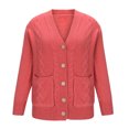 thumbnail image 6 of Women's Button Up Long Sleeve Cardigan Lightweight Knit Open Front Sweater Jacket Soft Comfy Casual Daily Wear | CSEONE,Pink L, 6 of 7