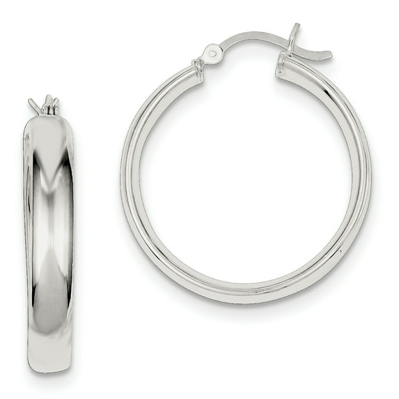 Beautiful Sterling Silver 5x30mm Hoop Earrings