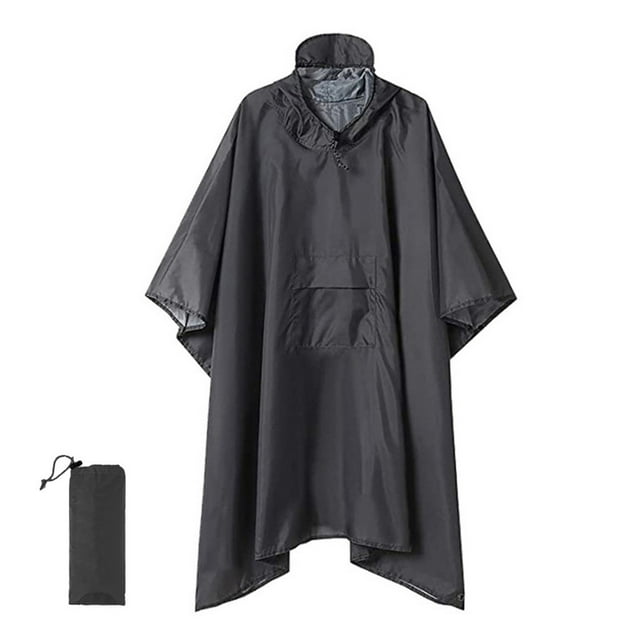 MIASHUI Rain Ponchos for Adults Waterproof Camping Raincoats with Hood,Grey,One Size
