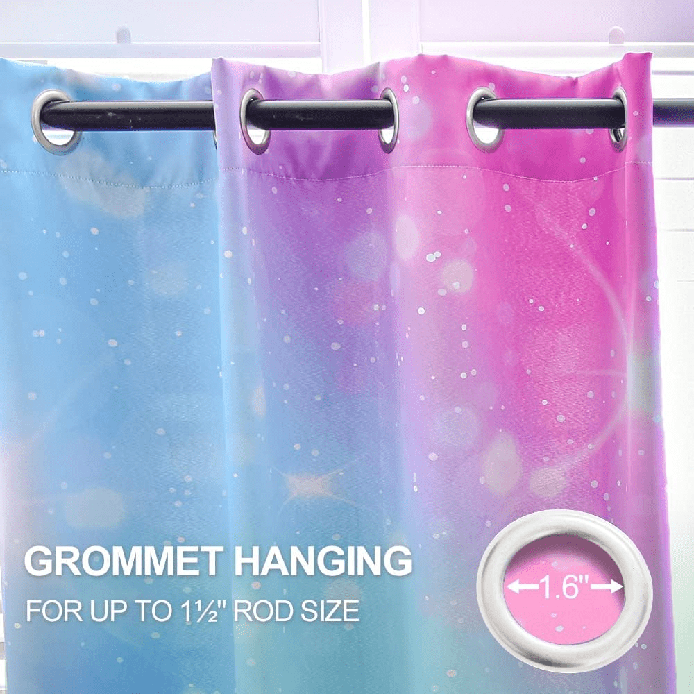 Btargot Gradient Glitter Colorful Blackout Curtains Set of 2 for Kids Girls Room Galaxy Grommet Thermal Insulated Room Darkening Drapes 52 x 84 inch Purple