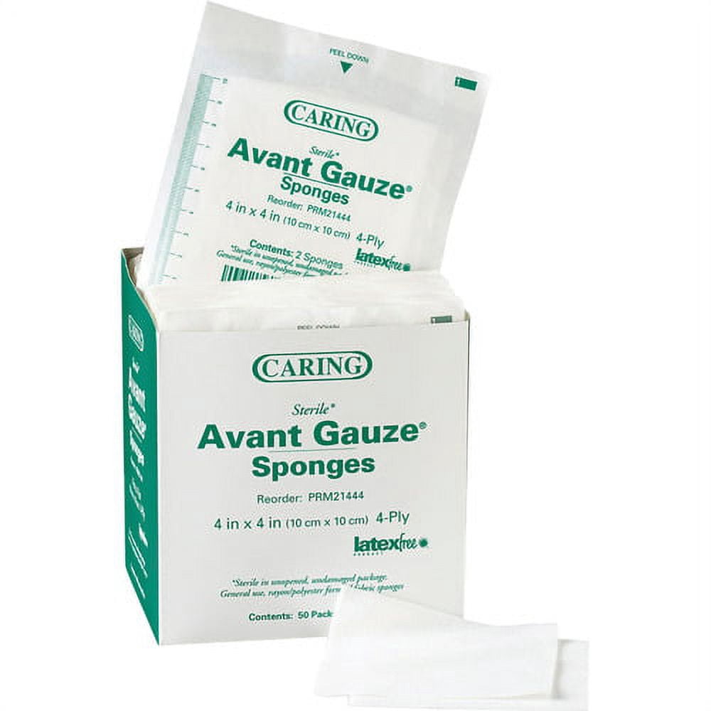 Medline, MIIPRM21444, Avant Sterile Gauze Sponges, 50 / Box, White