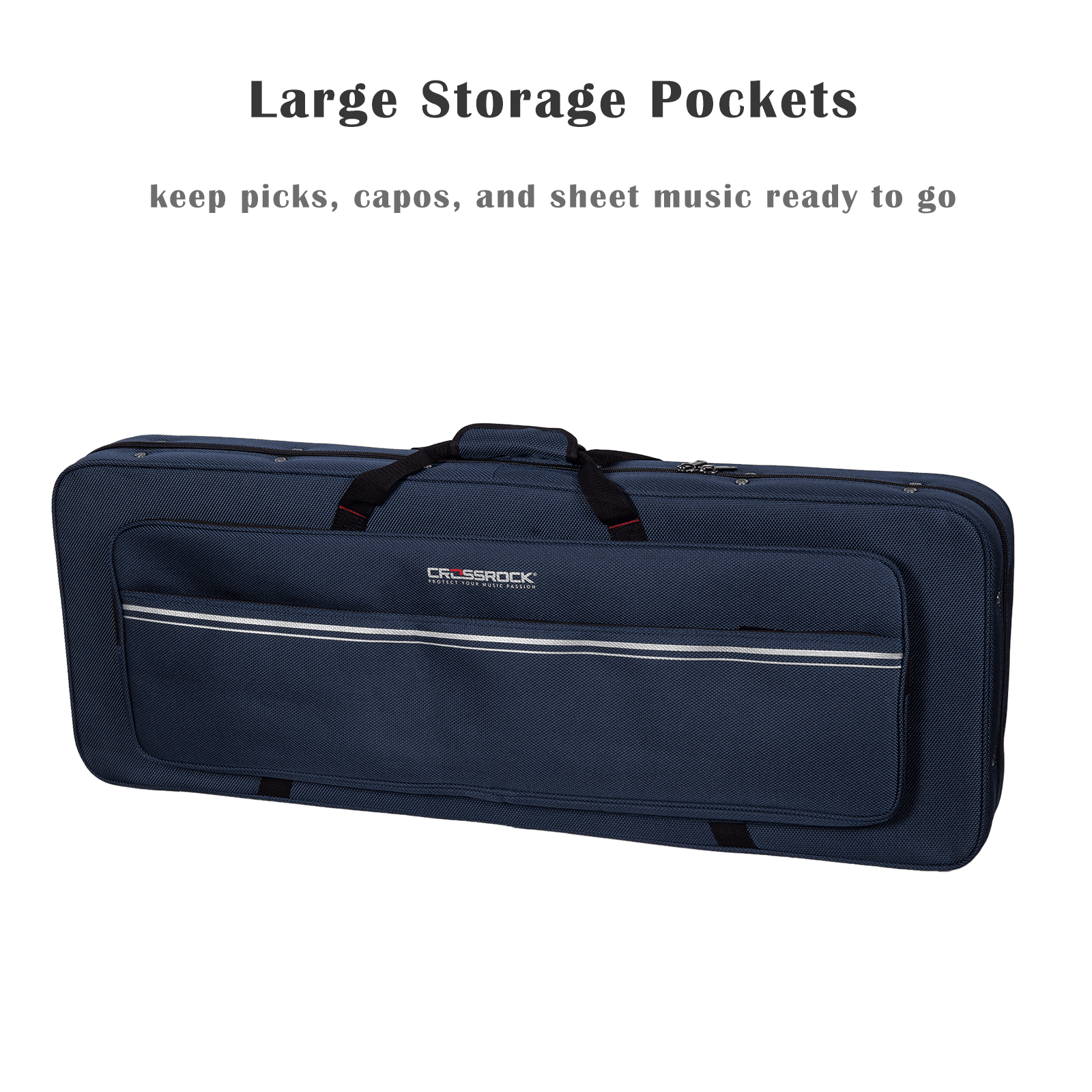 Crossrock Electric Guitar Foam Case for Strat & Tele | Lightweight Blue Gig Bag with Adjustable Padding, Plush Interior & Storage (CRP300EBL)