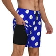 thumbnail image 2 of Balery Blue And White Polka Dot Bañador para hombre, shorts de playa de secado rápido con entrepierna y forro de compresión-Large, 2 of 6