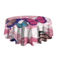 thumbnail image 5 of Pink Butterfly Flower Pattern Round Tablecloth 60"x60",Wrinkle Wipeable Table Cloth for Kitchen Dining Room Picnic Patio Party, 5 of 6