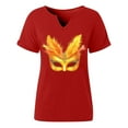 thumbnail image 5 of Craaazy Mardi Gras Shirts for Women Short Sleeve Casual Carnival Printed V-neck T-shirts Gifts, 5 of 6