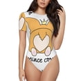 thumbnail image 1 of Lsque Prince Corgi Dog Justaucorps à Manches Courtes Col Rond pour Femmes T-Shirts Basiques Hauts Grenouillère Adulte Mignon Pyjama-TG, 1 of 7