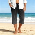 thumbnail image 3 of JoveMarine Men's Hawaiian Gradient Print Drawstring Shorts, 7/8 Length Casual Beach Shorts for Summer Vacation, Parties and Daily Wear Black L, 3 of 9