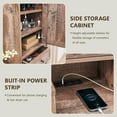 thumbnail image 6 of wow97e Farmhouse Vanity Desk with Touch Screen LED Mirror, Makeup Vanity Desk with Charging Station, 6 Drawers, Glass Top, Rustic Wood Dressing Table for Bedroom, 6 of 7