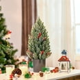 thumbnail image 2 of Árbol de Navidad Artificial Miniatura de 18" de Altura con Nieve Artificial, Decoración Navideña con Piñas y Bayas, 2 of 9