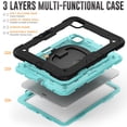 thumbnail image 3 of Dteck Kids Full Body Protection Case for iPad Pro 13 inch 2024,Heavy Duty Silicone Case 360 Degree Rotating Handle Stand Cover with Screen Protector for iPad Pro 13-in. (M4) 2024, Mint+Black, 3 of 7