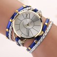 thumbnail image 3 of Reloj de cuarzo de aleación de PU multicapa con cuerda trenzada de moda retro para mujer (azul), 3 of 4