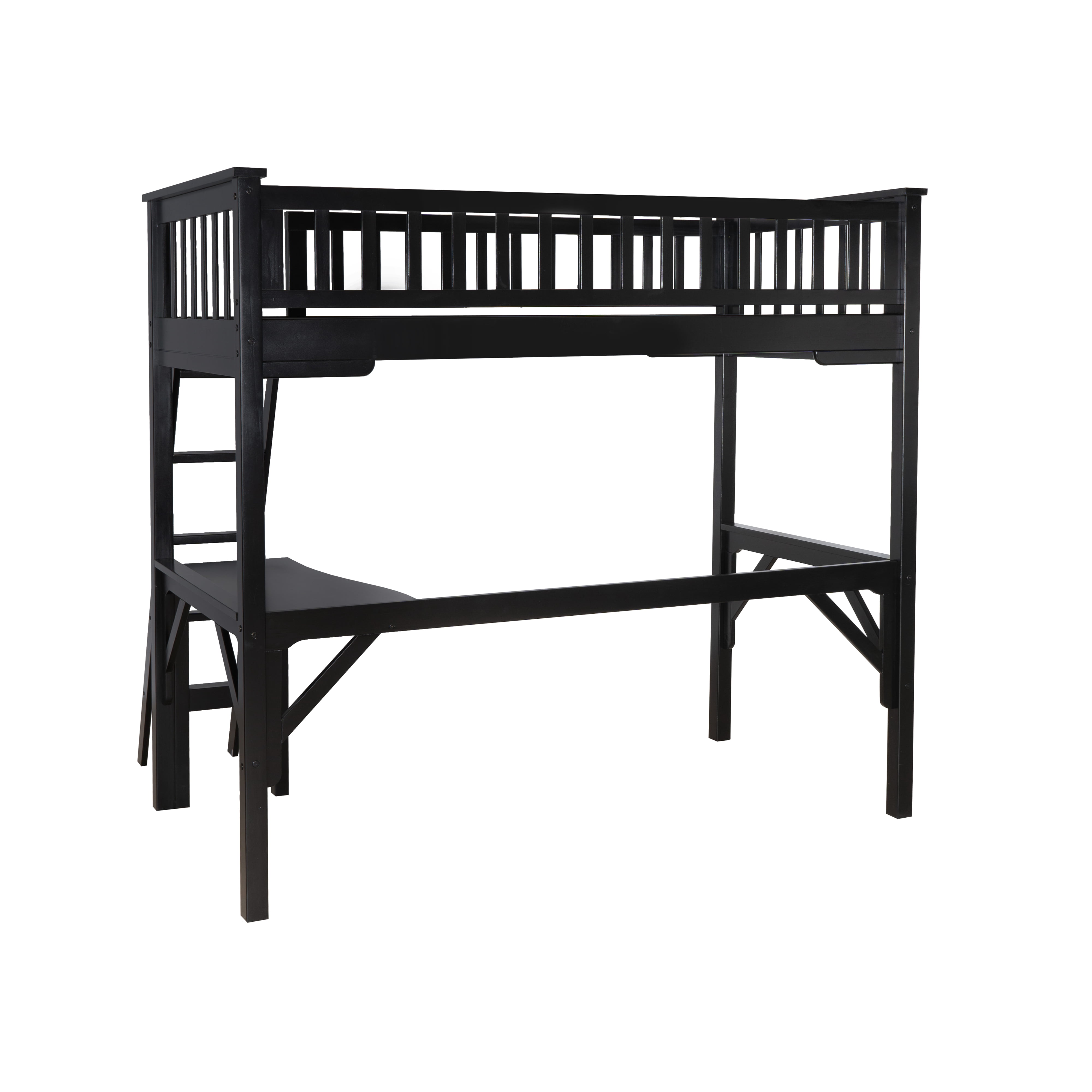 Powell Channon Twin Loft Bed with Study, Black