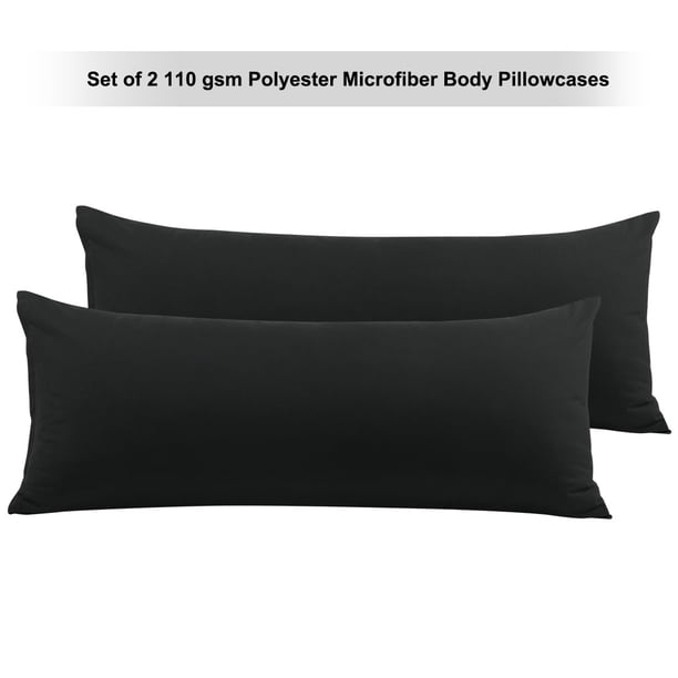 Juego de 2 fundas de almohada PiccoCasa con cremallera para almohadas corporales, negro reina