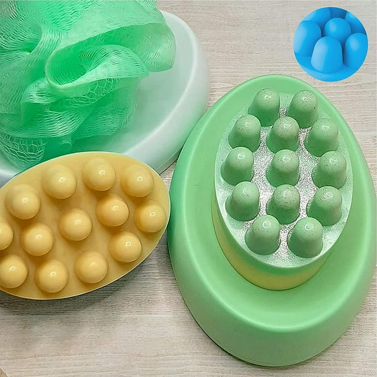 Massage Bar Soap Molds 4-Cavity Silicone - Hair Brush Design Soap Making Mould Tray Pink