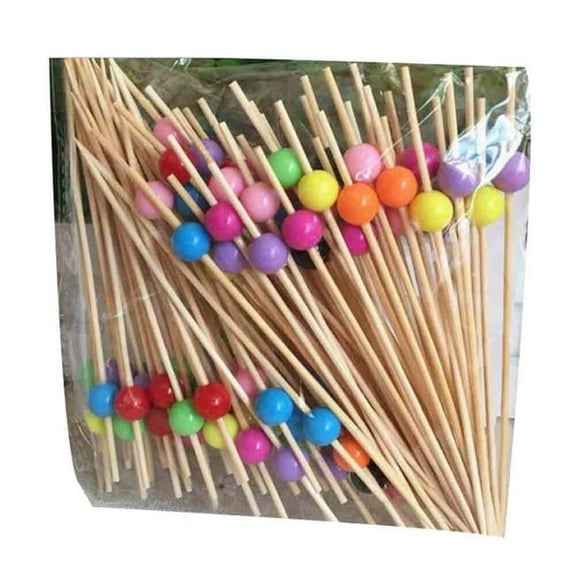 Panda Superstore PS-HOM2566771011-DORIS01727 Disposable Bamboo Fruit Cocktail Picks - Bead - 200 Piece