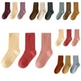 thumbnail image 2 of WOLLED Boys Girls Mid-Calf Socks Kids Toddler Vertical Stripes Cotton Socks 3PCS Warm Socks for 1-12Y, 2 of 8
