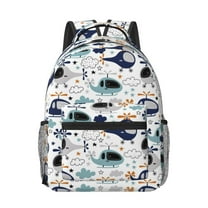 Uemuo Cartoon Helicopters Printed Student Durable Water-resistant Backpack,Travel Backpack,Outdoor Activities Backpack, Laptop Backpack, Multi-compartment Backpack