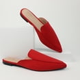 thumbnail image 4 of Hawkwell Women's Backless Slip on Slides Comfortable Loafer Shoes Flats Pointed Toe Mules,Red,US 8, 4 of 5