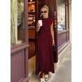 thumbnail image 6 of Jaimenalin Women'S Polka Dots Maxi Tank Dress Vintage Mock Neck Sleeveless Elegant Long Dresses Wine Red XS, 6 of 9