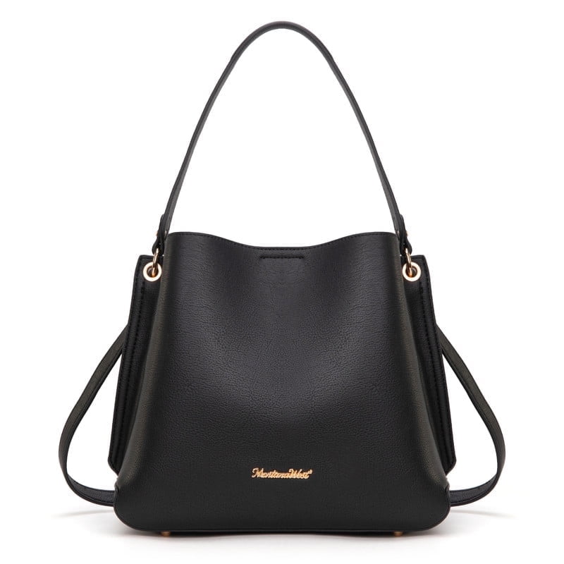 Montana West Hobo Purse for Women Bucket Shoulder Bag with Crossbody Strap, Black