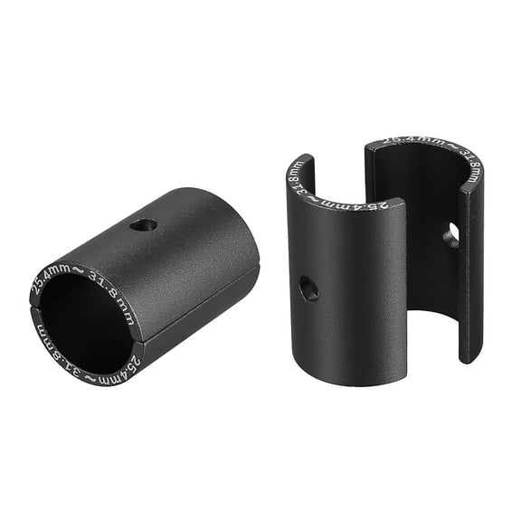 2 Pair Bike Handlebar Shim 25.4 to 31.8mm Shims Bicycle Handlebar Stem Shim Size Reducer Sleeve Spacer Black