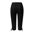 thumbnail image 3 of Eashery Straight Leg Pant for women Drawstring Casual Flowy Pants Casual Cotton and Linen Women'S Dress Pants (Solid Color,Black,L), 3 of 4