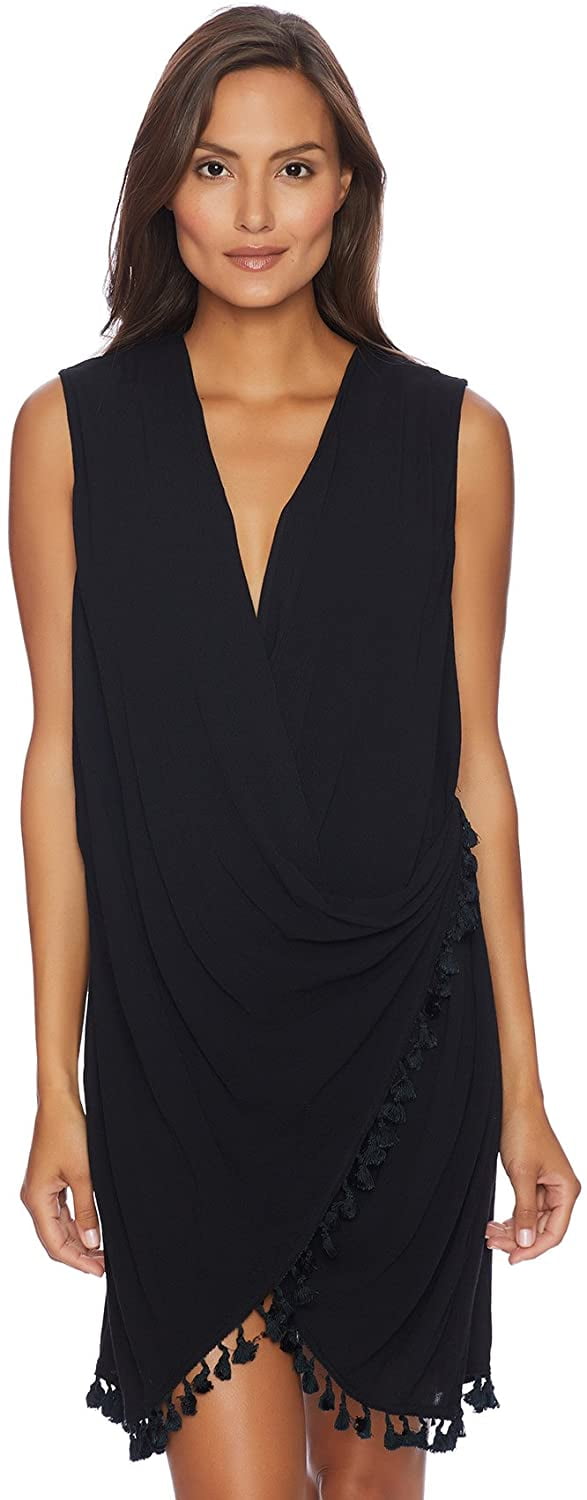 black wrap swimsuit cover up