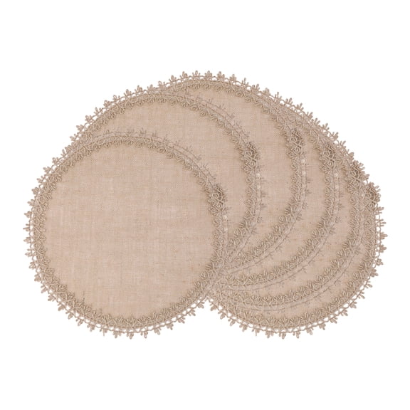 Farmhouse Placemats Set of 6 Round Placemats for Dining Table Decor Indoor Kitchen Table Mat Light Brown 15x15inch