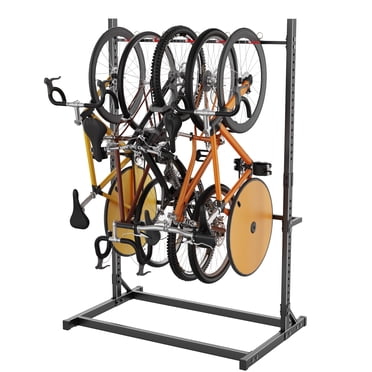 Freestanding Vertical Bike Storage Rack - Heavy-Duty 5-Bike Floor Stand for MTB, Road, 300lb Load Rating Garage Organizer