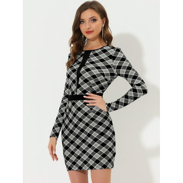 Plaid dress deals black and white
