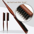 thumbnail image 2 of OPALESQUE Slick Back Hair Brush, 2 PCS Wood Handle Edge Brush Set Boar Bristle Teasing Brush Rat Tail Comb Small Portable Travel Hair Brush for Women Thin & Fine Hair Smoothing Sectioning, 2 of 9