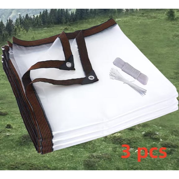 Vruelia 3pcs 8X10 FT Clear Waterproof Tarps Heavy Duty Outdoor Garden Rainproof Covering,Clear Vinyl Tarp with Grommets