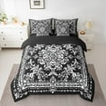 thumbnail image 2 of Manfei bohemian Flowers 7-Piece Twin Bedding Sets,Victorian Baroque Damask Bedding Comforter Set,White Black Sheet Sets For Girls Kids,Luxury Bedroom Decor Reversible, 2 of 8