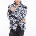 thumbnail image 5 of Christmas Clearance! ZVNAΖH Mens Warm Faux Fur Coat Full Zip Leopard Print Outerwear Winter Stand Collar Fuzzy Coat, 5 of 9