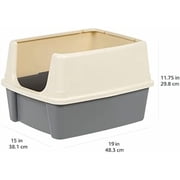 Large Cat Litter Box with High Sides, Open Top for Easy Access, Includes Scoop with Storage, 19