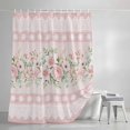 thumbnail image 3 of Pink Flowers Shower Curtains for Bathroom, Romantic Botanical Blooms Floral Stripes Waterproof Fabric Shower Curtain, Decorative Bathroom Curtain for Bathtub, 72"x72", No Hooks Included, 3 of 9