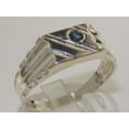 thumbnail image 2 of LBG 925 Sterling Silver Real Genuine Sapphire Mens Signet Anniversary Ring - Size 7, 2 of 6